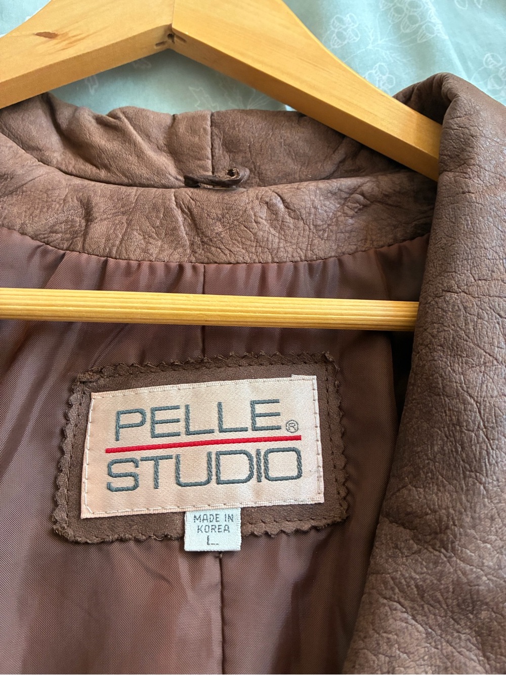 Pelle Studio Women's Brown Leather Trench Coat Double Breasted Shawl Collar L - Picture 5 of 6
